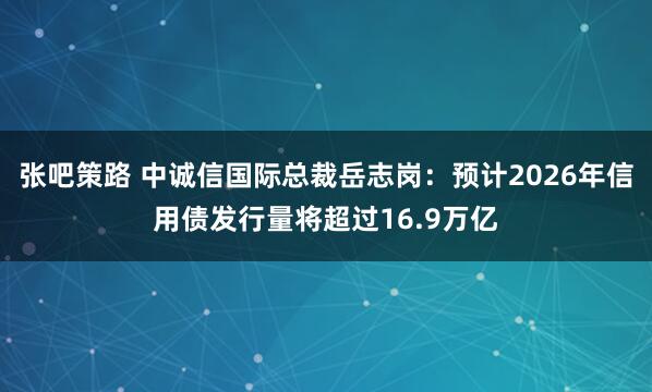 张吧策路 中诚信国际总裁岳志岗：预计2026年信用债发行量将超过16.9万亿